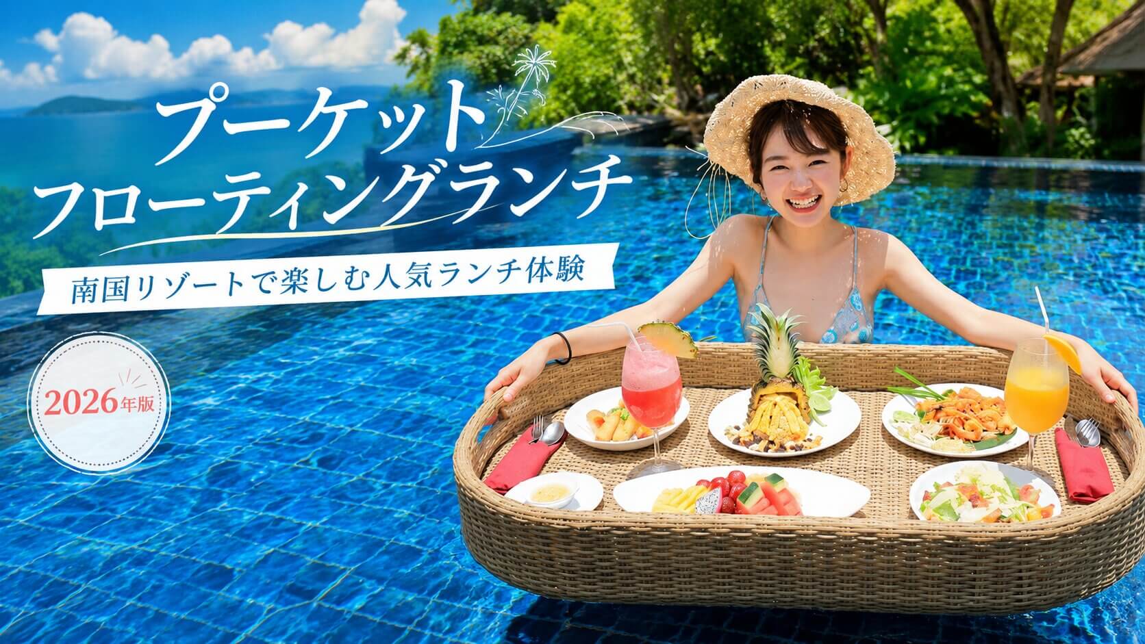 プーケットのリゾートプールで楽しむフローティングランチ